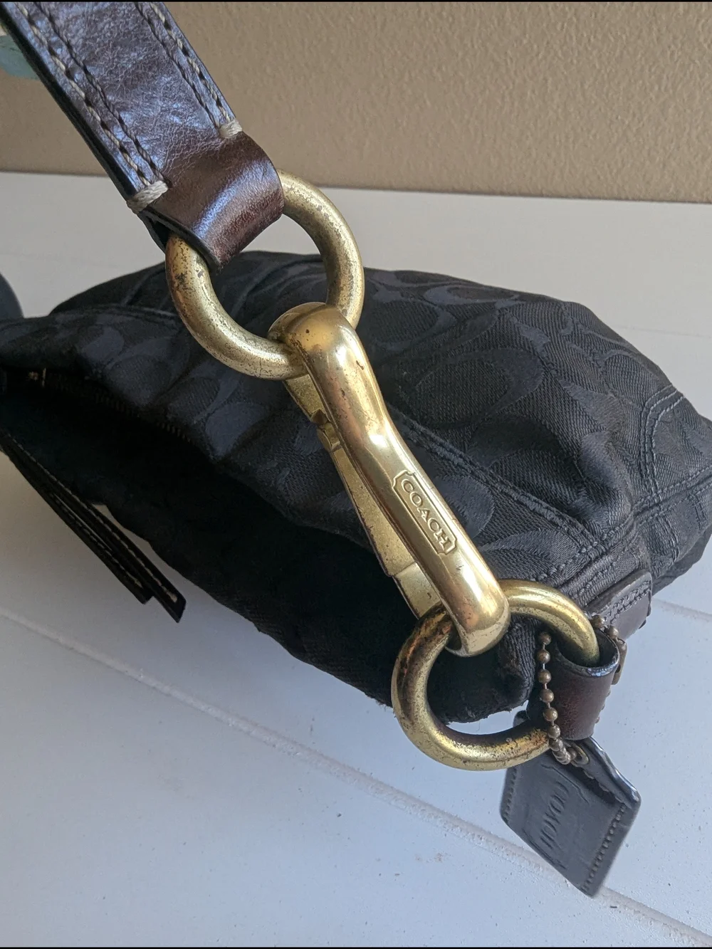 Coach Signature brown Pleated Soho Shoulder Bag